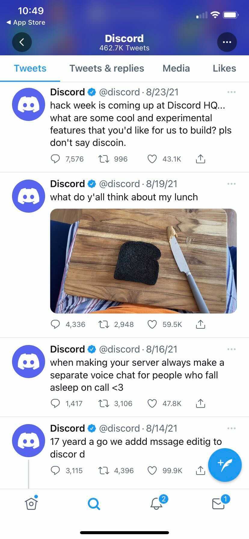 Discord's Twitter feed.