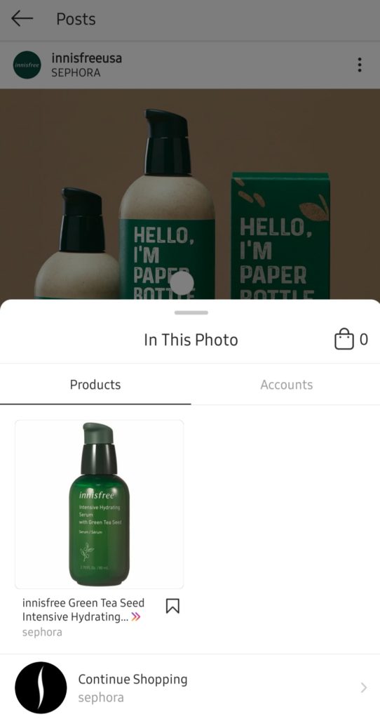 tagged product in Instagram