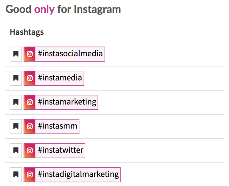 RiteTag screenshot showing popular Instagram hashtags to use