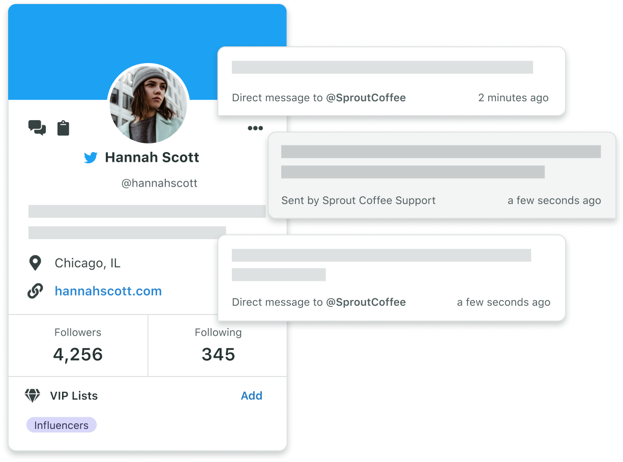 Gain more context for social conversations with Contact Profile Views, where you can manage custom contact information.